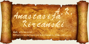 Anastasija Kirćanski vizit kartica